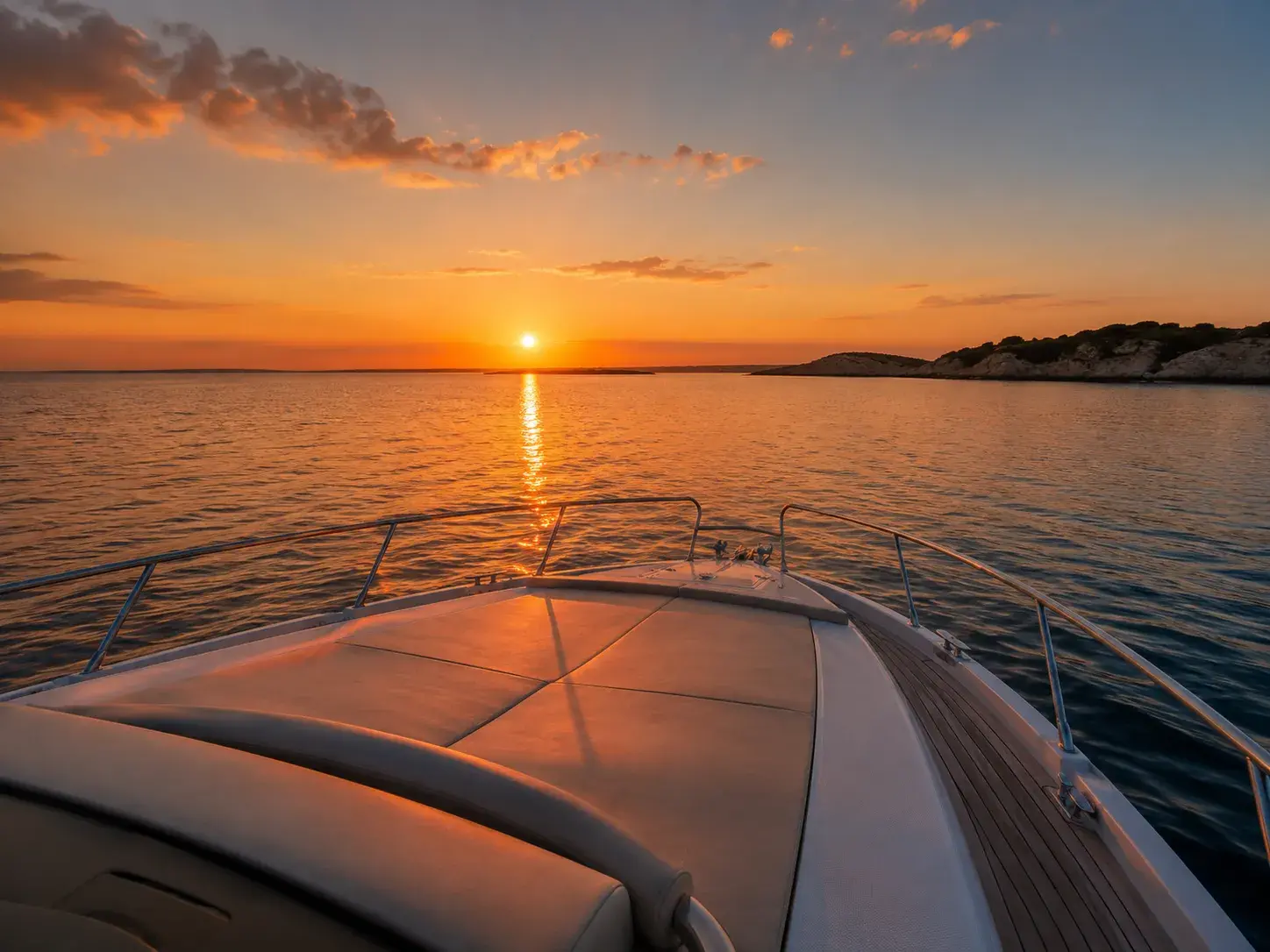 Puesta de sol sobre el Mediterráneo desde el barco